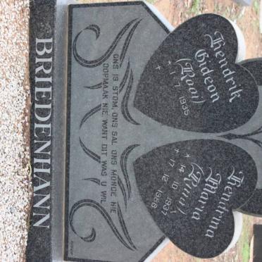 BRIEDENHANN Hendrik Gideon 1935- &amp; Hendrina Maria 1937-1988