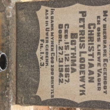 BOTHMA Christiaan Petrus Lodewyk 1867-1942