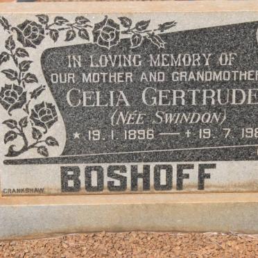 BOSHOFF Celia Gertrude nee SWINDON 1896-1980