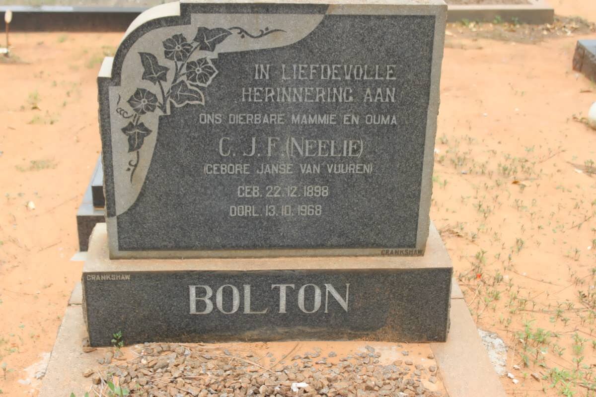 BOLTON C.J.F. nee JANSE VAN VUUREN 1898-1968