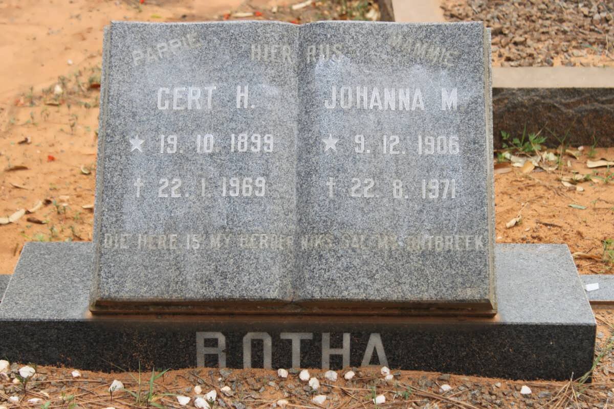 BOTHA Gert H. 1899-1969 &amp; Johanna M. 1906-1971
