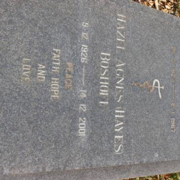 BOSHOFF Jan Hendrik 1927-1967 &amp; Hazel Agnes HAYES 1926-2001