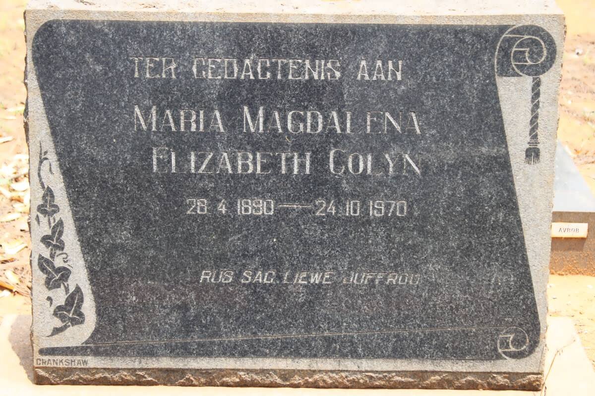 COLYN Maria Magdalena Elizabeth 1890-1970