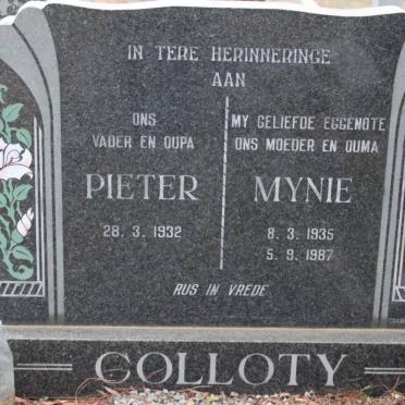 COLLOTY Pieter 1932- &amp; Mynie 1935-1987