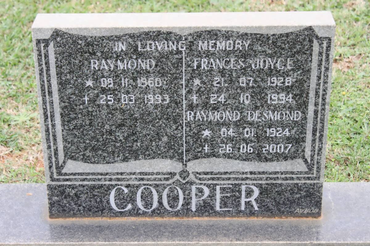 COOPER Raymond Desmond 1924-2007 &amp; Frances Joyce 1928-1994 &amp;  COOPER Raymond 1960-1993