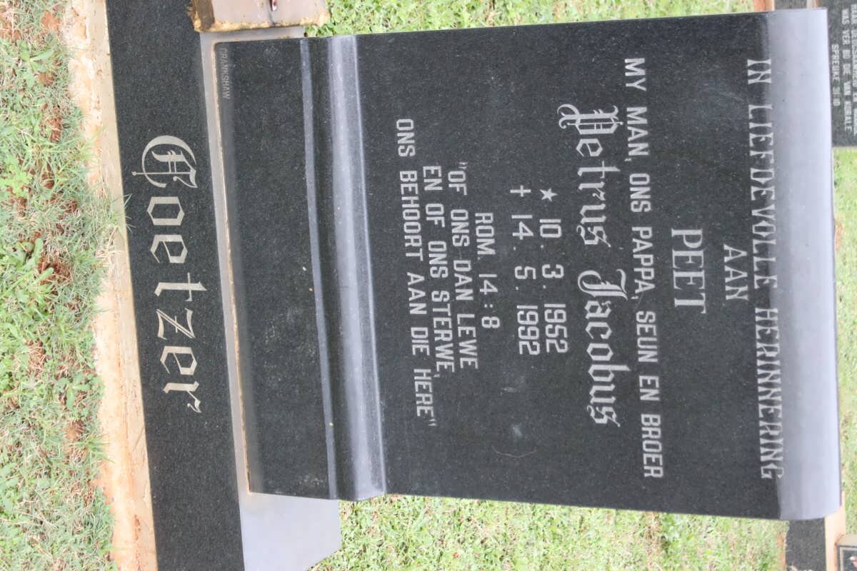 COETZER Petrus Jacobus 1952-1992