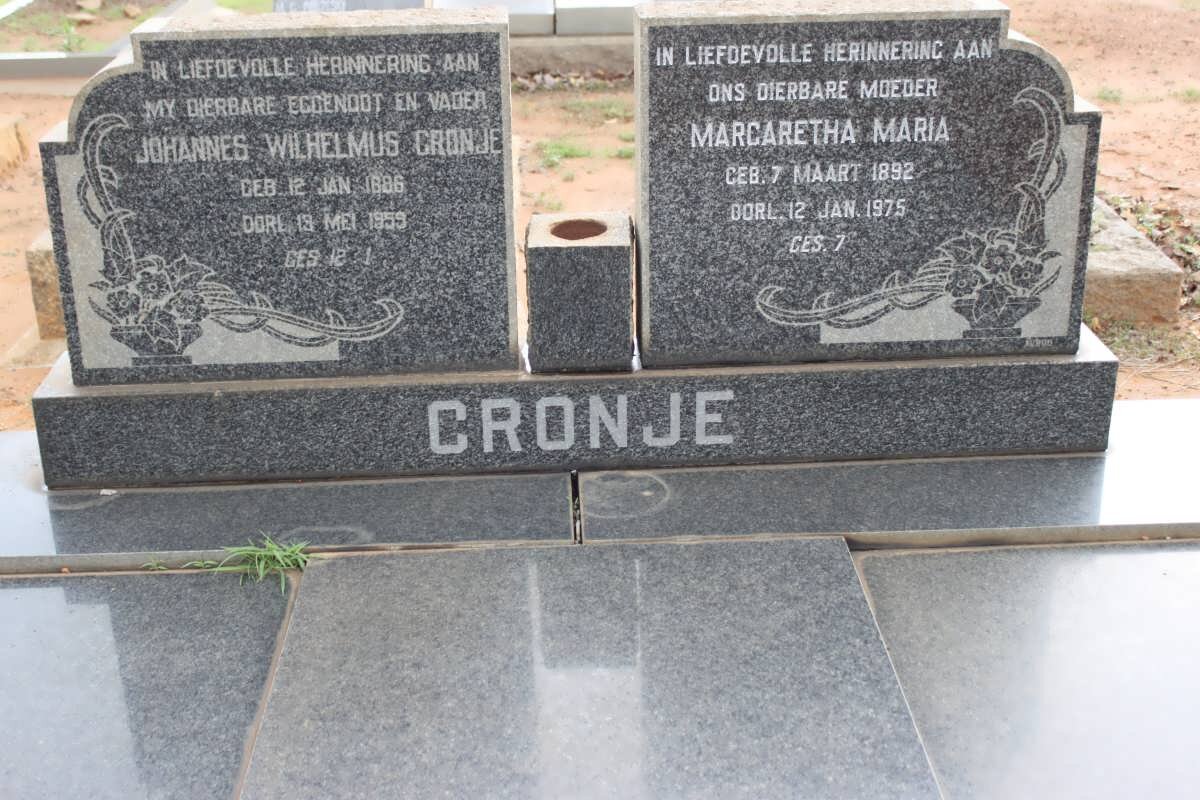 CRONJE Johannes Wilhelmus 1886-1959 &amp; Margaretha Maria 1892-1975
