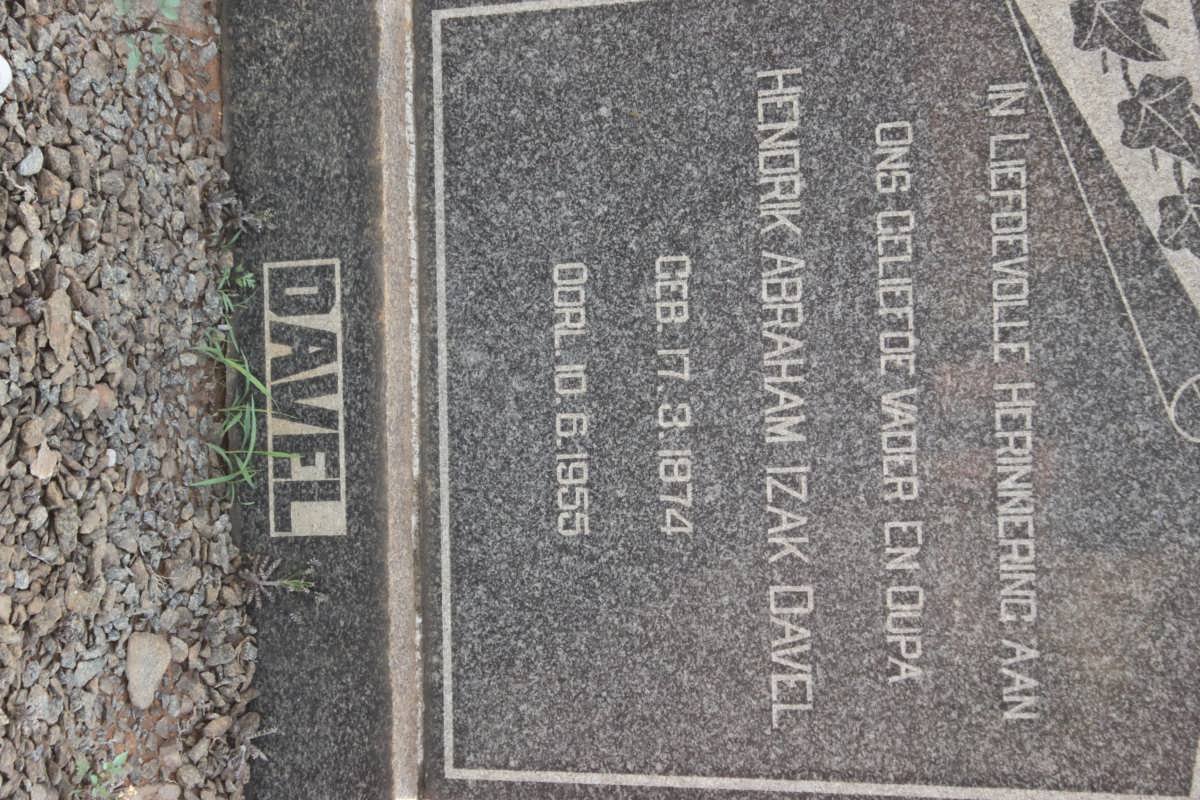 DAVEL Hendrik Abraham Izak 1874-1955