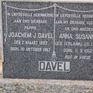 DAVEL Joachem J. 1893-1967 &amp; Anna Susanna ERLANK 1896-1962