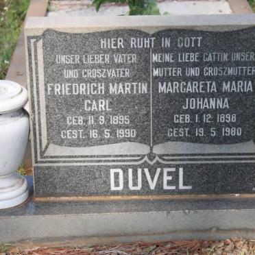 DUVEL Friedrich Martin Carl 1895-1990 &amp; Margareta Maria Johanna 1898-1980