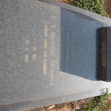 DUMINY J.C. 1897-1942 &amp; E.A. VAN RENSBURG 1901-1993