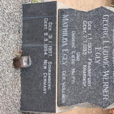 EGLY Georg Ludwig Werner 1903-1959 &amp; Mathilda VOLLMER 1907-1994