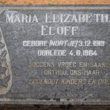 ELOFF Maria Elizabeth nee NORTJE 1919-1964