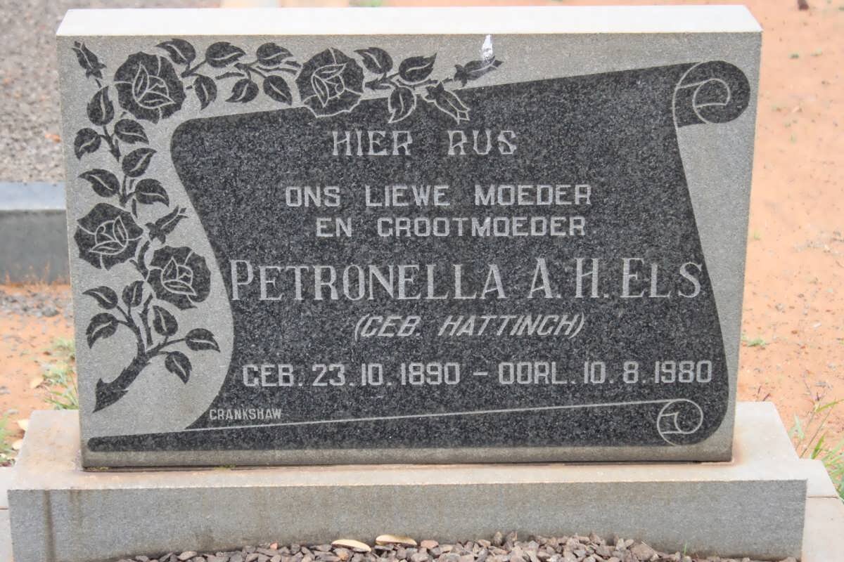 ELS Petronella A.H. nee HATTINGH 1890-1980