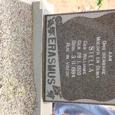 ERASMUS Stella nee WILLIAMS 1920-1994
