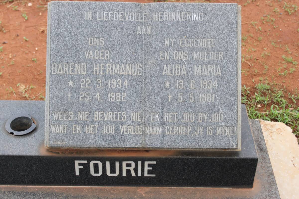FOURIE Barend Hermanus 1934-1982 &amp; Alida Maria 1934-1981