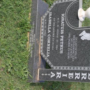 FERREIRA Ignatius Petrus 1953-2004 &amp; Isabella Cornelia 1958-