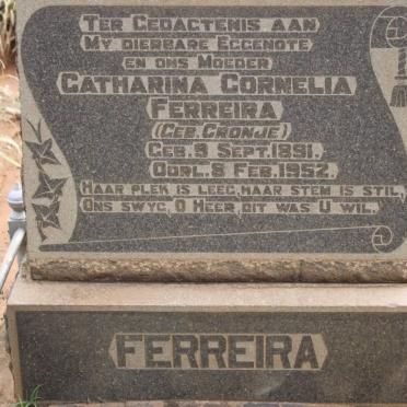 FERREIRA Catherina Cornelia nee CRONJE 1891-1952