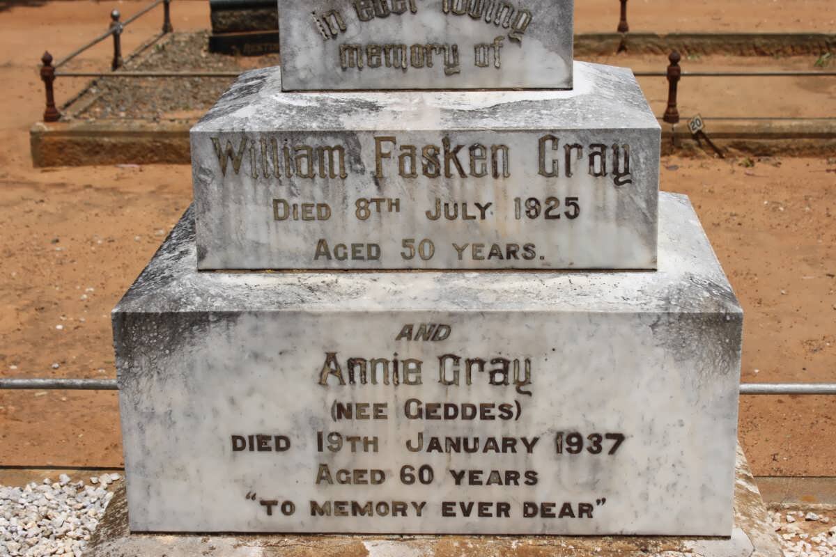 GRAY William Fasken -1925 &amp;  Annie GEDDES -1937