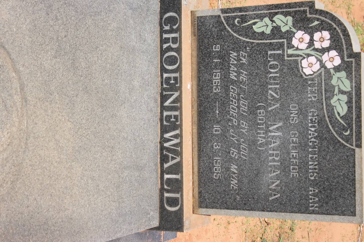 GROENEWALD Louiza Mariana nee BOTHA 1963-1985