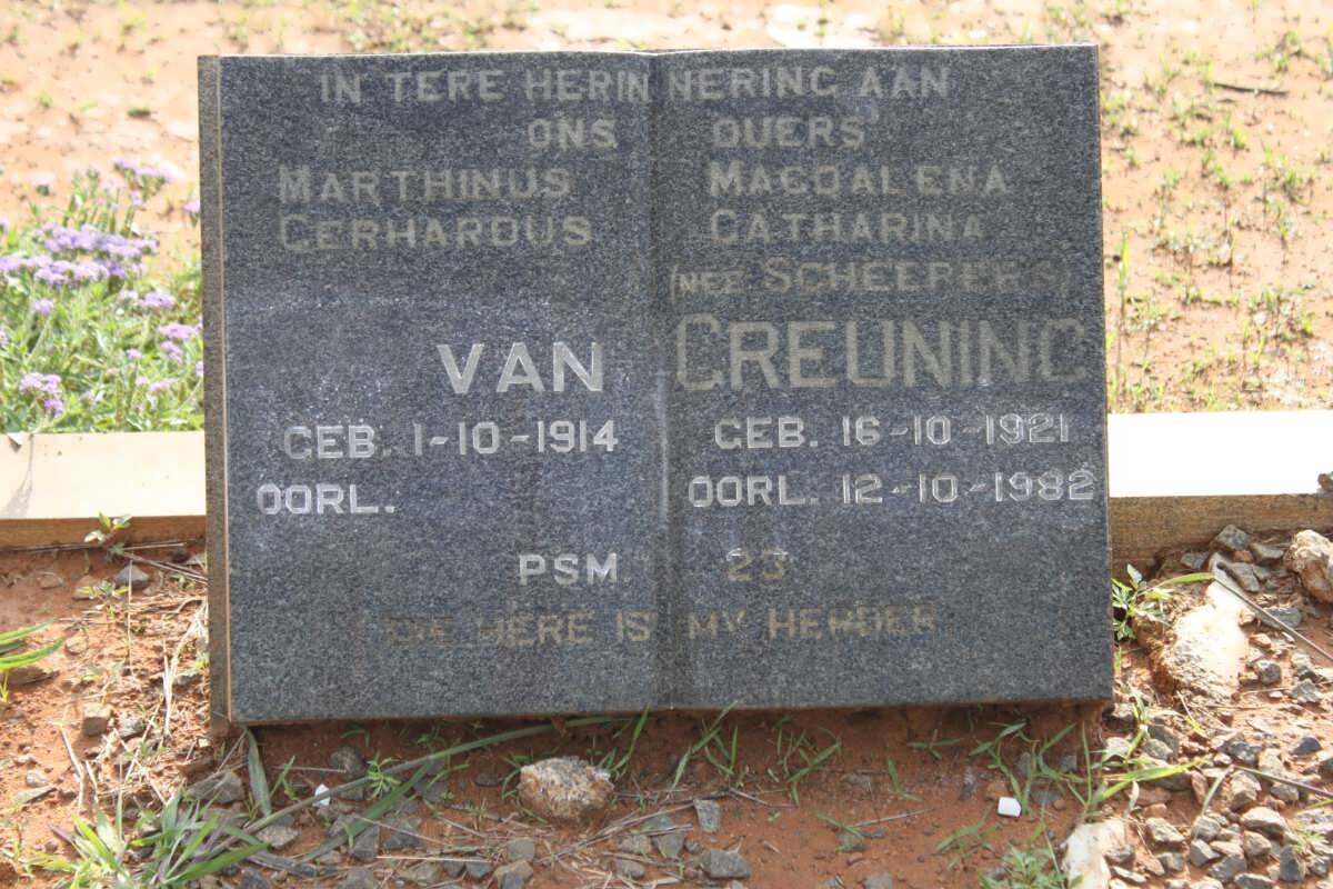 GREUNING Marthinus Gerhardus, van 1914- &amp; Magdalena Catharina SCHEEPERS 1921-1982
