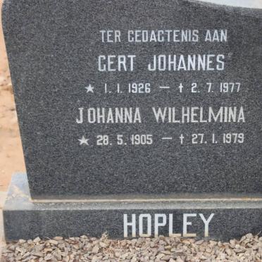 HOPLEY Gert Johannes 1926-1977 &amp; Johanna Wilhelmina 1905-1979