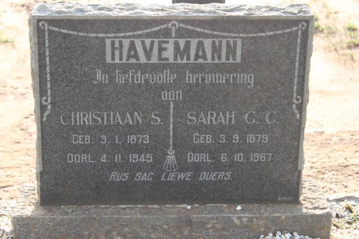 HAVEMANN Christiaan S. 1873-1945 &amp; Sarah G.C. 1879-1967