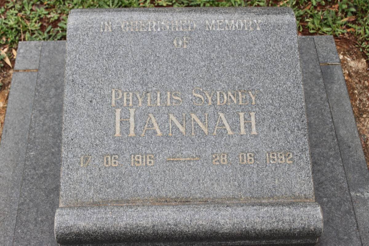 HANNAH Phyllis Sydney 1916-1992