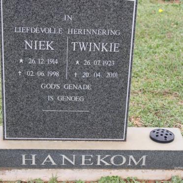 HANEKOM Niek 1914-1998 &amp; Twinkie 1923-2001
