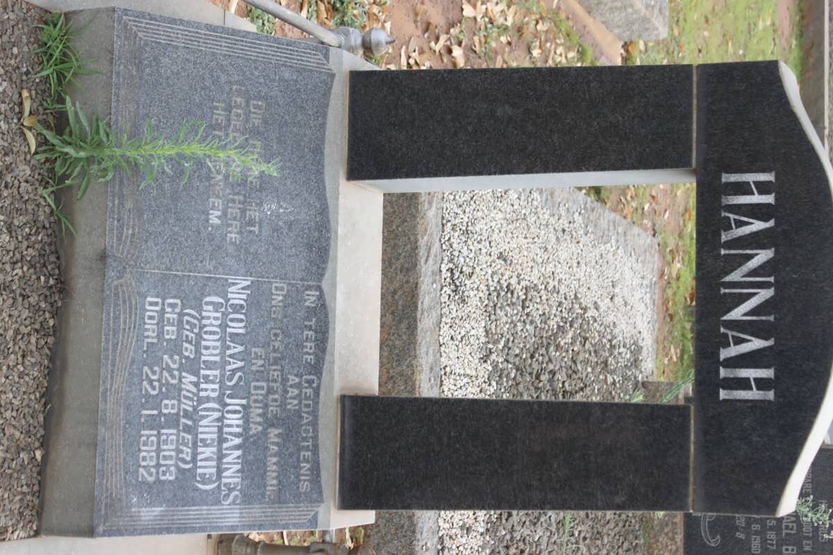 HANNAH Nicolaas Johannes Grobler nee MULLER 1903-1982