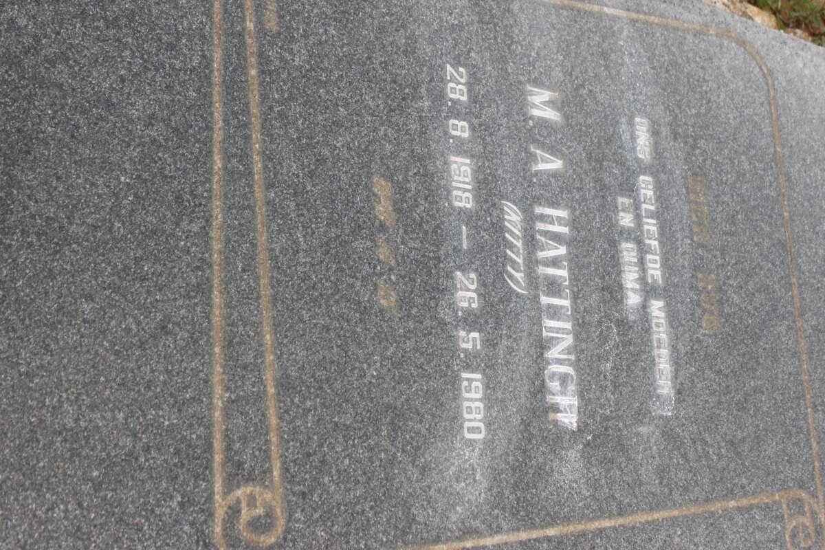 HATTINGH M.A. 1918-1980