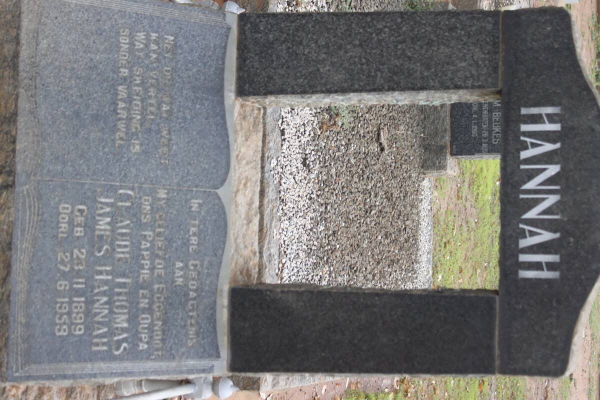 HANNAH Claude Thomas James 1899-1959