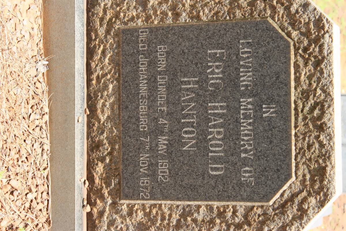 HANTON Eric Harold 1902-1972