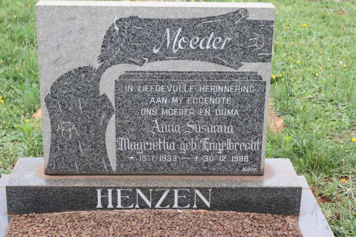 HENZEN Anna Susanna Magrietha nee ENGELBRECHT 1933-1988