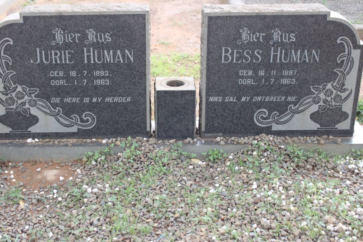 HUMAN Jurie 1893-1963 &amp; Bess 1897-1963