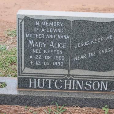 HUTCHINSON Mary Alice nee KEETON 1903-1990
