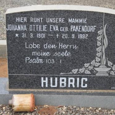 HUBRIG Johanna Ottilie Eva nee PAKENDORF 1901-1982