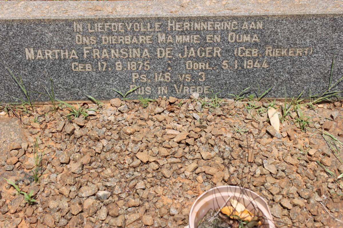 JAGER Martha Fransina, de nee RIEKERT 1875-1944