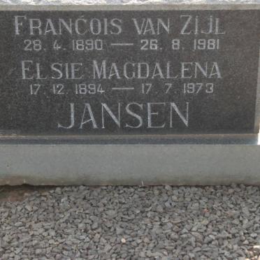 JANSEN Francois Van Zijl 1890-1981 &amp; Elsie Magdalena 1894-1973