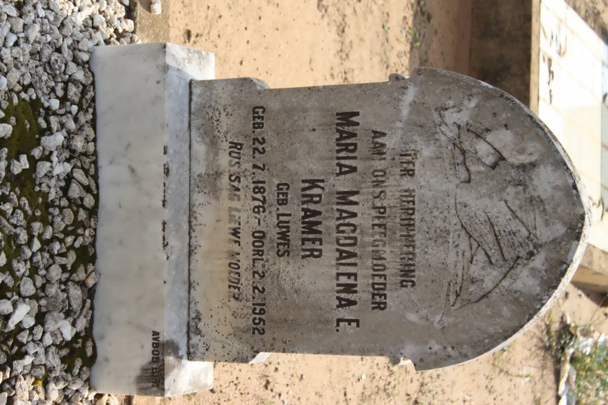 KRAMER Maria Magdalena E. nee LUWES 1876-1952