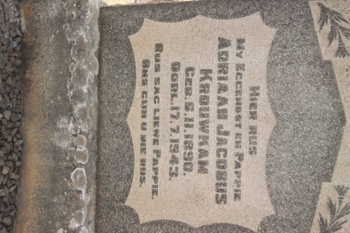 KROUWKAM Adriaan Jacobus 1890-1943