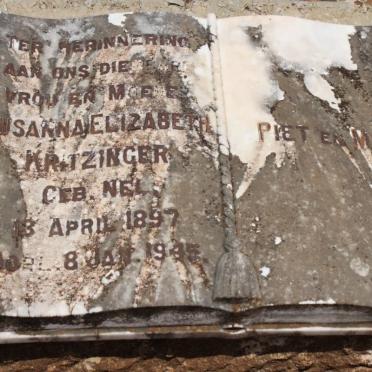 KRITZINGER Susanna Elizabeth nee NEL 1897-1945