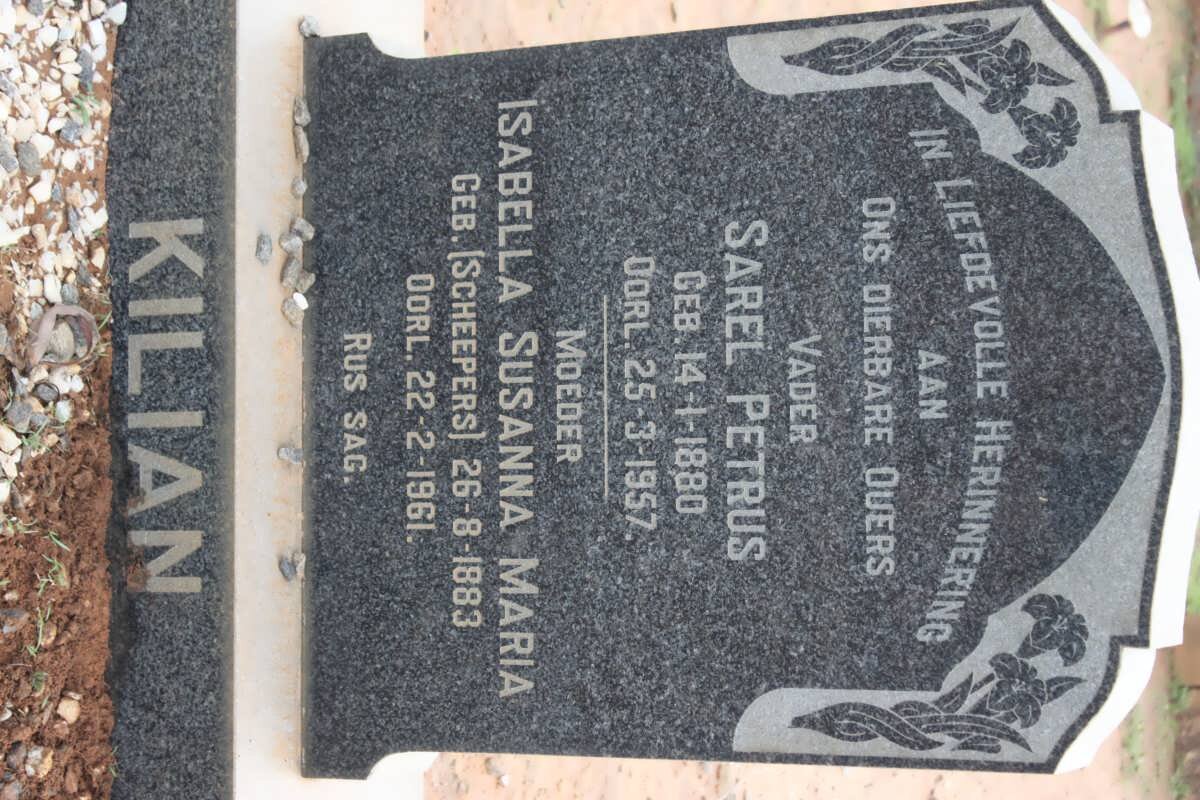 KILIAN Sarel Petrus 1880-1957 &amp; Isabella Susanna Maria SCHEEPERS 1883-1961