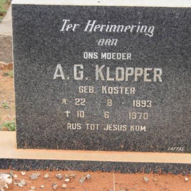 KLOPPER A.G. nee KOSTER 1893-1970