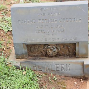 KLERK Barend Petrus Jacobus, de 1866-1935