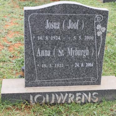 LOUWRENS Josua 1924-2000 Anna MYBURGH 1922-2004