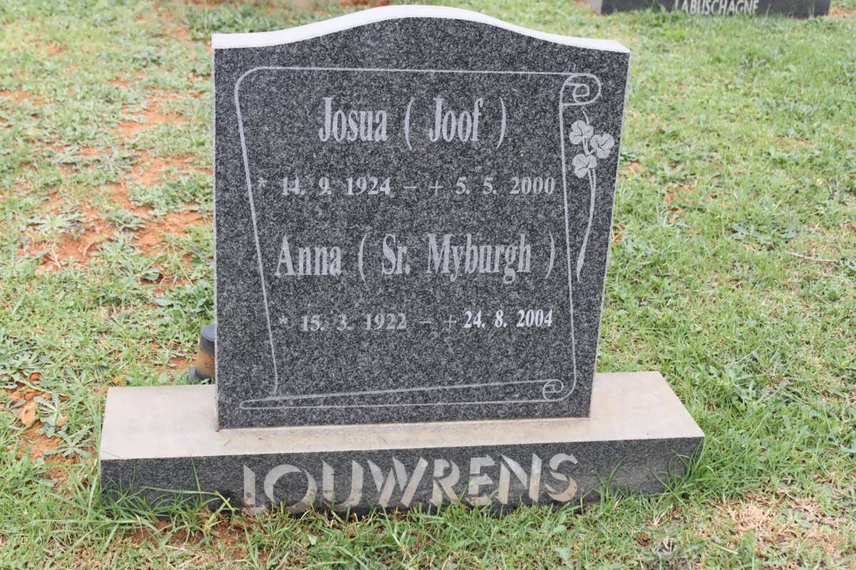 LOUWRENS Josua 1924-2000 Anna MYBURGH 1922-2004