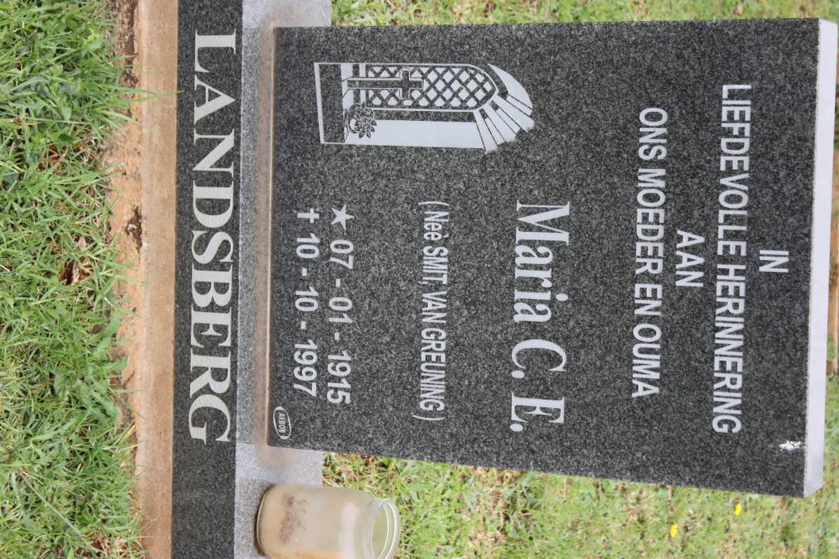 LANDSBERG Maria C.E. formerly VAN GREUNING nee SMIT 1915-1997