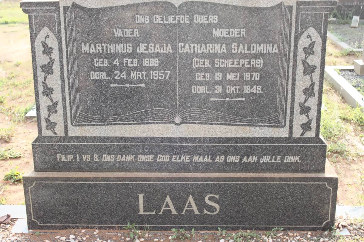 LAAS Marthinus Jesaja 1869-1957 &amp; Catharina Salomina SCHEEPERS 1870-1948