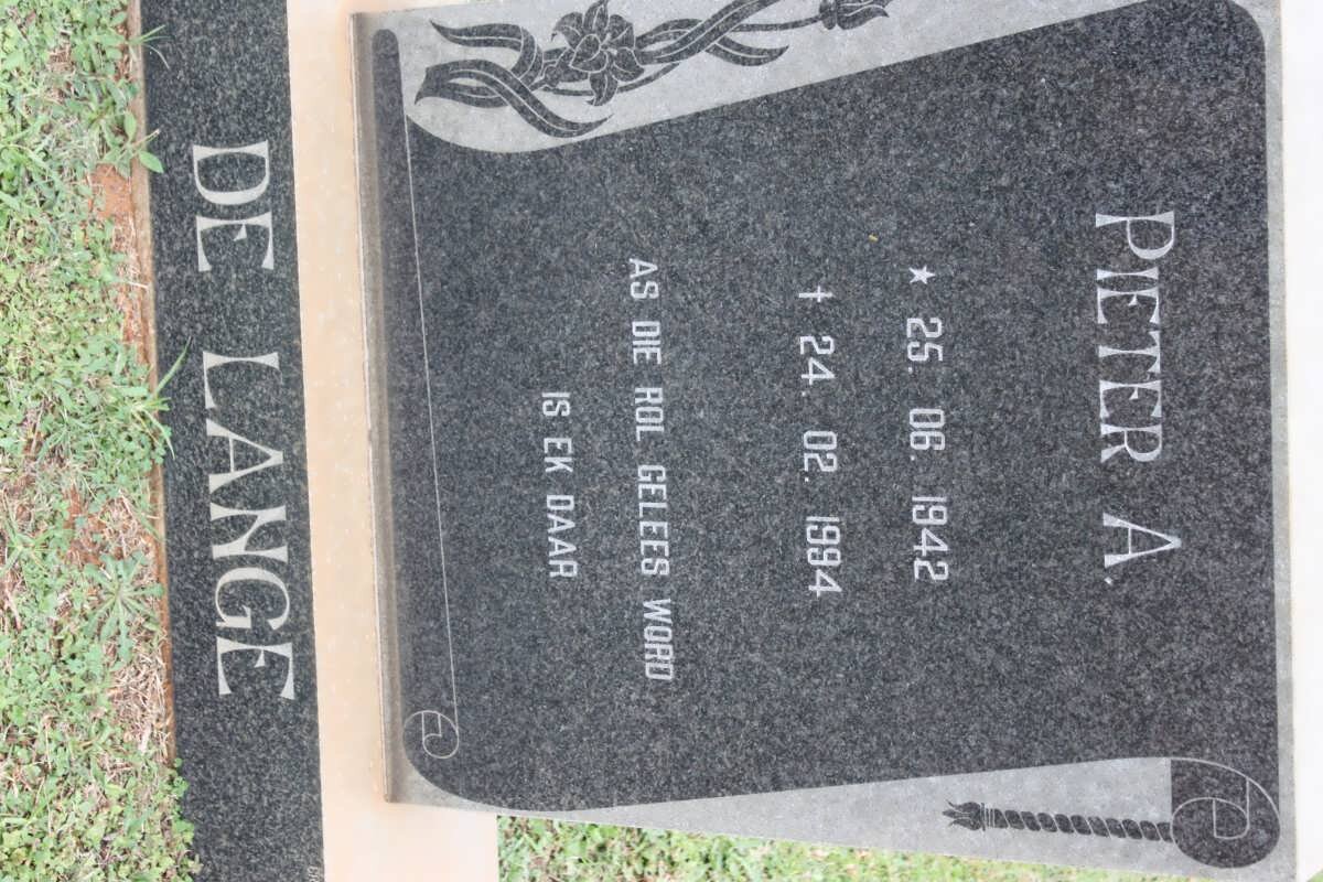 LANGE Pieter A., de 1942-1994